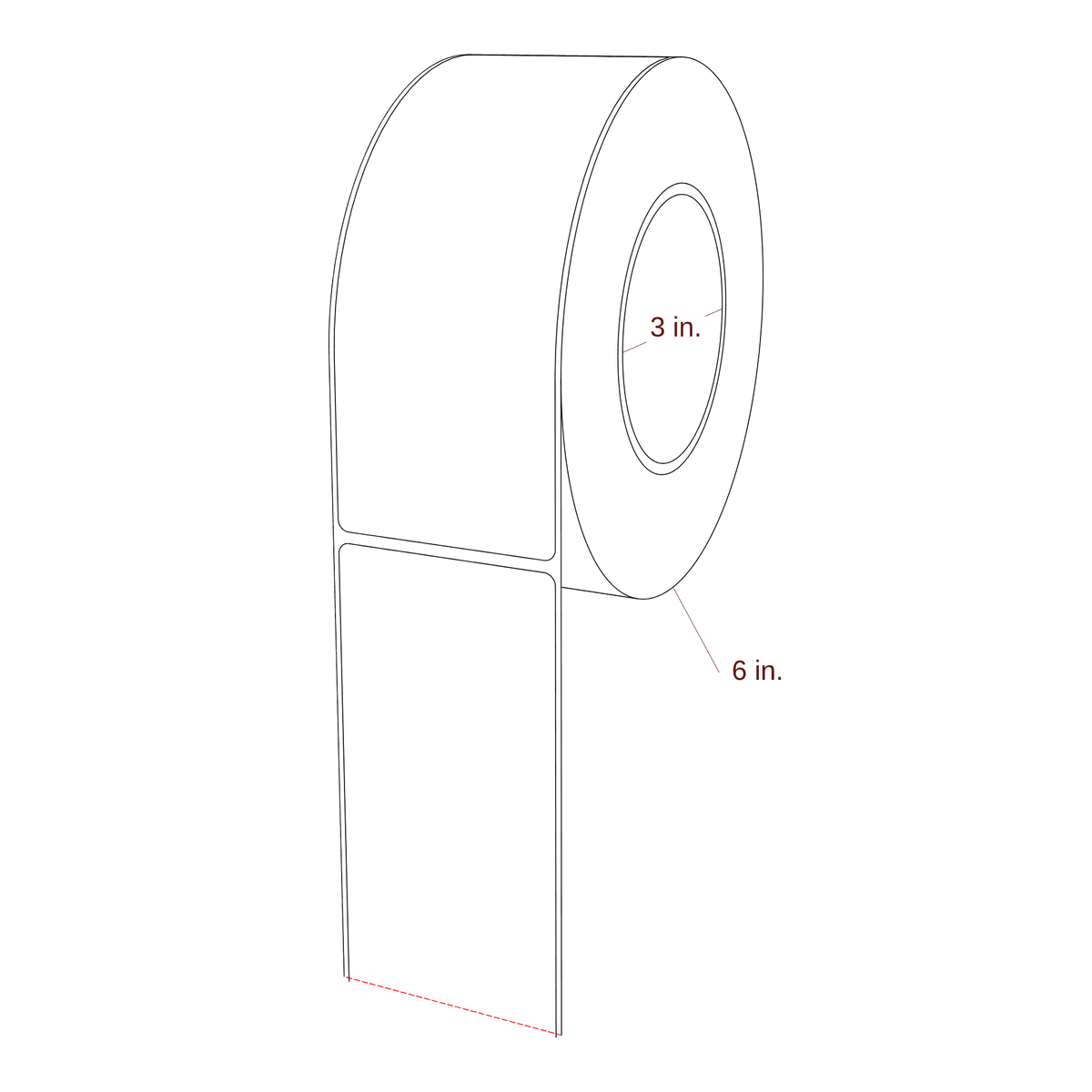 2.5" x 6.5" Rectangle Roll for Epson ColorWorks, VIPColor & Primera Printers; 2.5" x 6.5" Rectangle Label Diagram