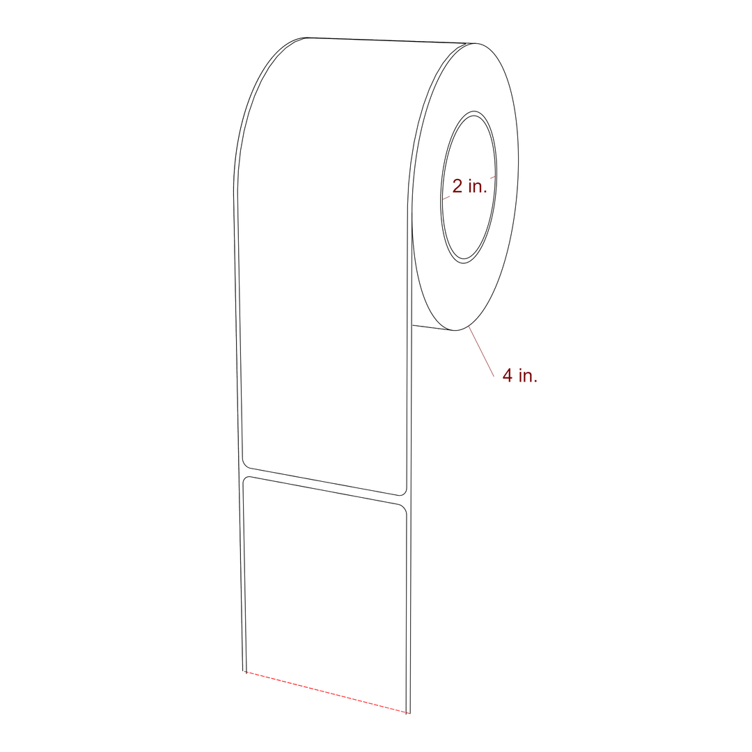 2.5 Inch x 7 Inch Rectangle Inkjet Label Roll - 2 Inch Core - 4 Inch Roll OD - 3D Perspective