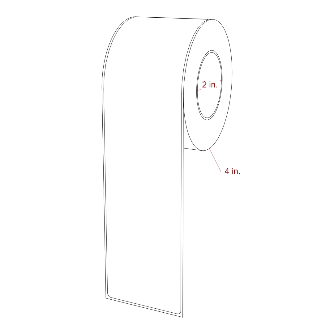 2.5 Inch x 9.75 Inch Rectangle Inkjet Label Roll - 2 Inch Core - 4 Inch Roll OD - 3D Perspective