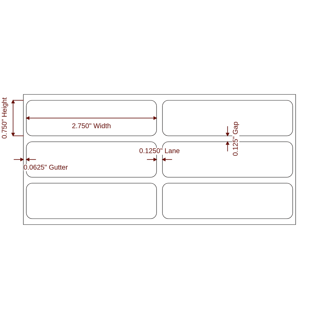 2.75" x 0.75" Rectangle Roll for Epson ColorWorks & Primera Printers; 2.75" x 0.75" Rectangle Label Diagram