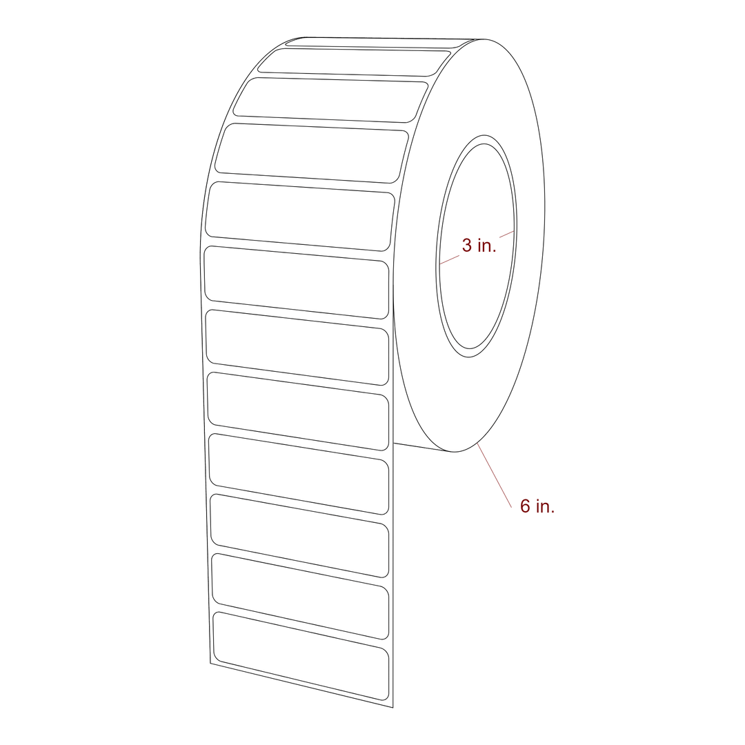 2.75 Inch x 0.75 Inch Rectangle Inkjet Label Roll - 3 Inch Core - 6 Inch Roll OD - 3D Perspective