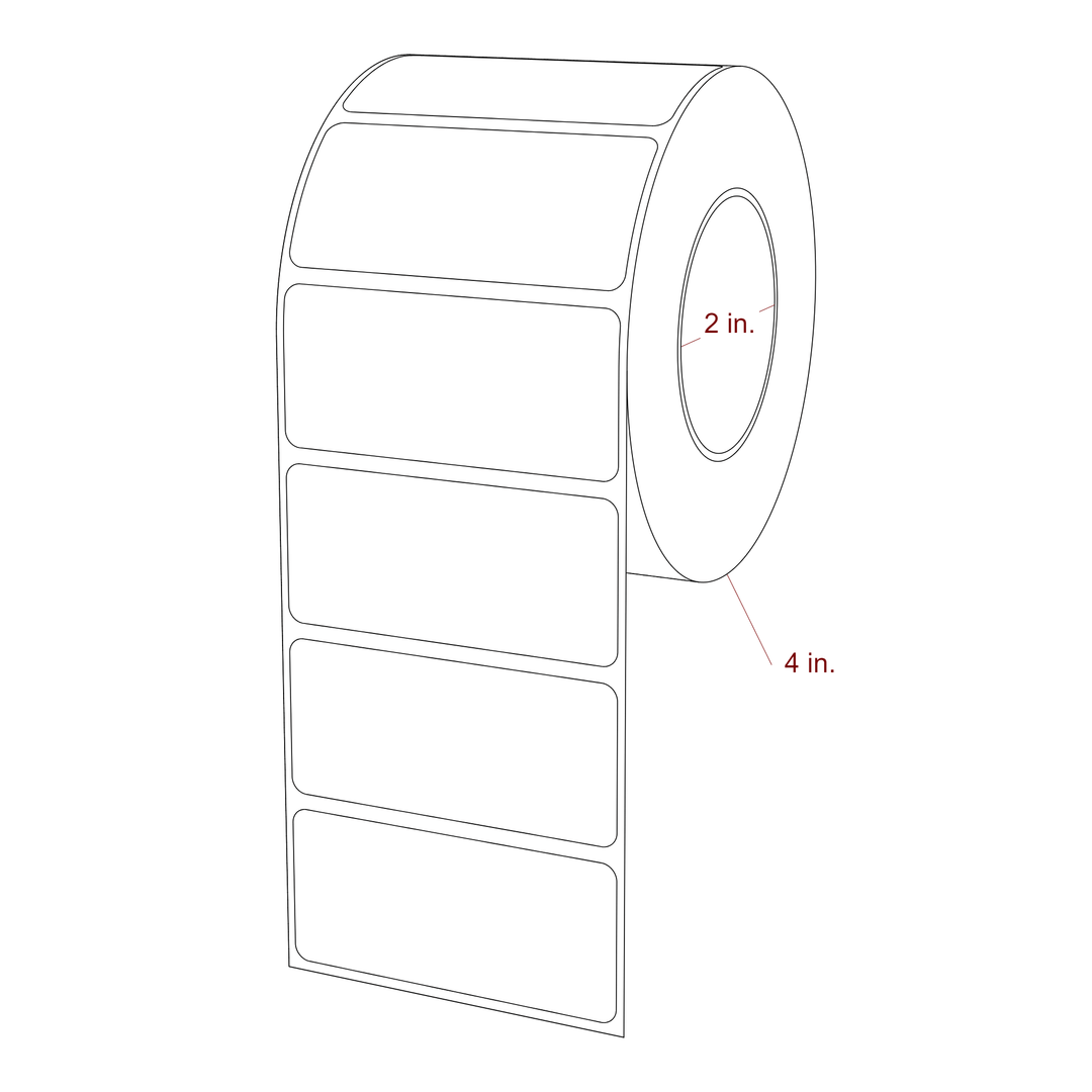 2.75 Inch x 1.25 Inch Rectangle Inkjet Label Roll - 2 Inch Core - 4 Inch Roll OD - 3D Perspective