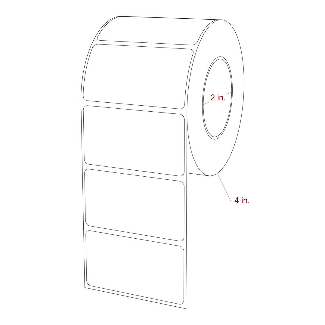 2.75 Inch x 1.5 Inch Rectangle Inkjet Label Roll - 2 Inch Core - 4 Inch Roll OD - 3D Perspective