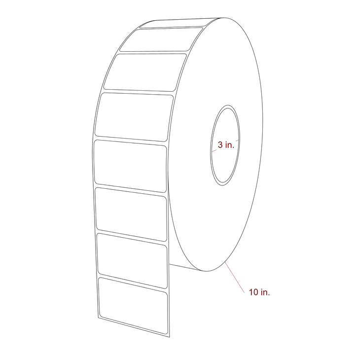 2.75 Inch x 1.5 Inch Rectangle Inkjet Label Roll - 3 Inch Core - 10 Inch Roll OD - 3D Perspective