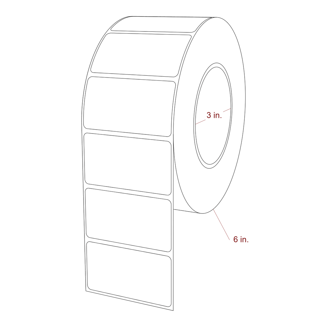 2.75 Inch x 1.5 Inch Rectangle Inkjet Label Roll - 3 Inch Core - 6 Inch Roll OD - 3D Perspective