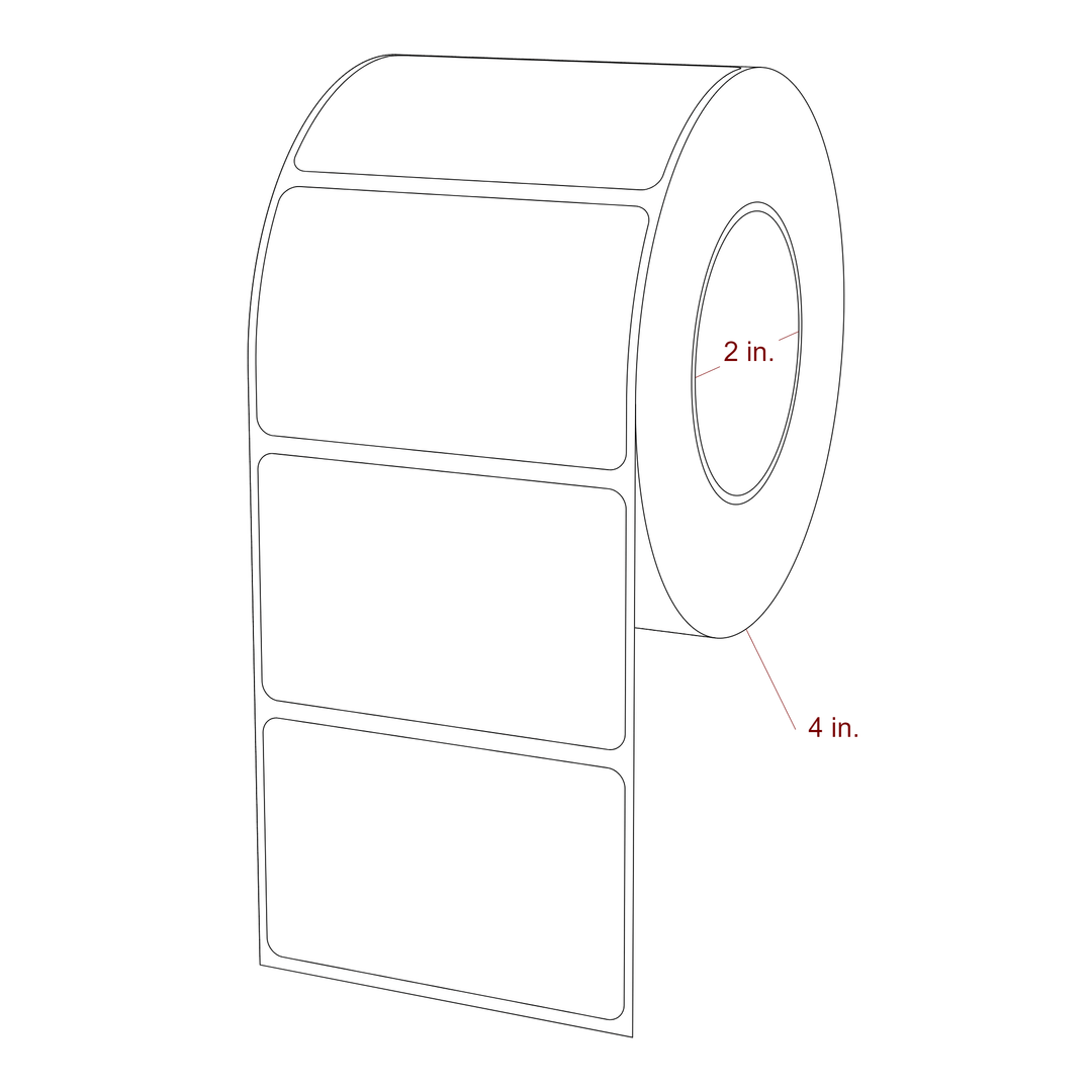 2.75 Inch x 1.75 Inch Rectangle Inkjet Label Roll - 2 Inch Core - 4 Inch Roll OD - 3D Perspective