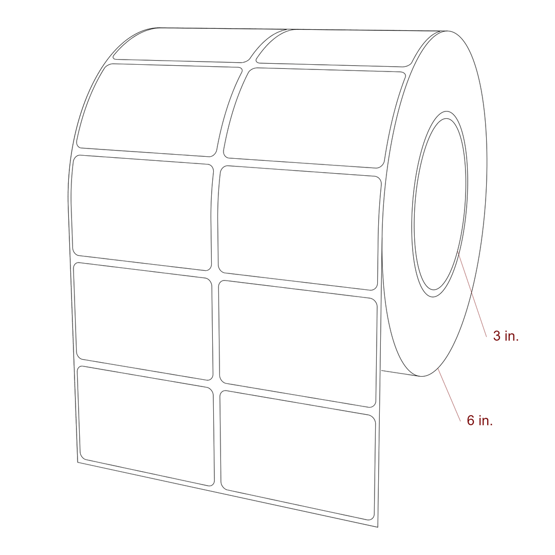 2.75 Inch x 1.75 Inch Rectangle Inkjet Label Roll - 3 Inch Core - 6 Inch Roll OD - 2Up - 3D Perspective