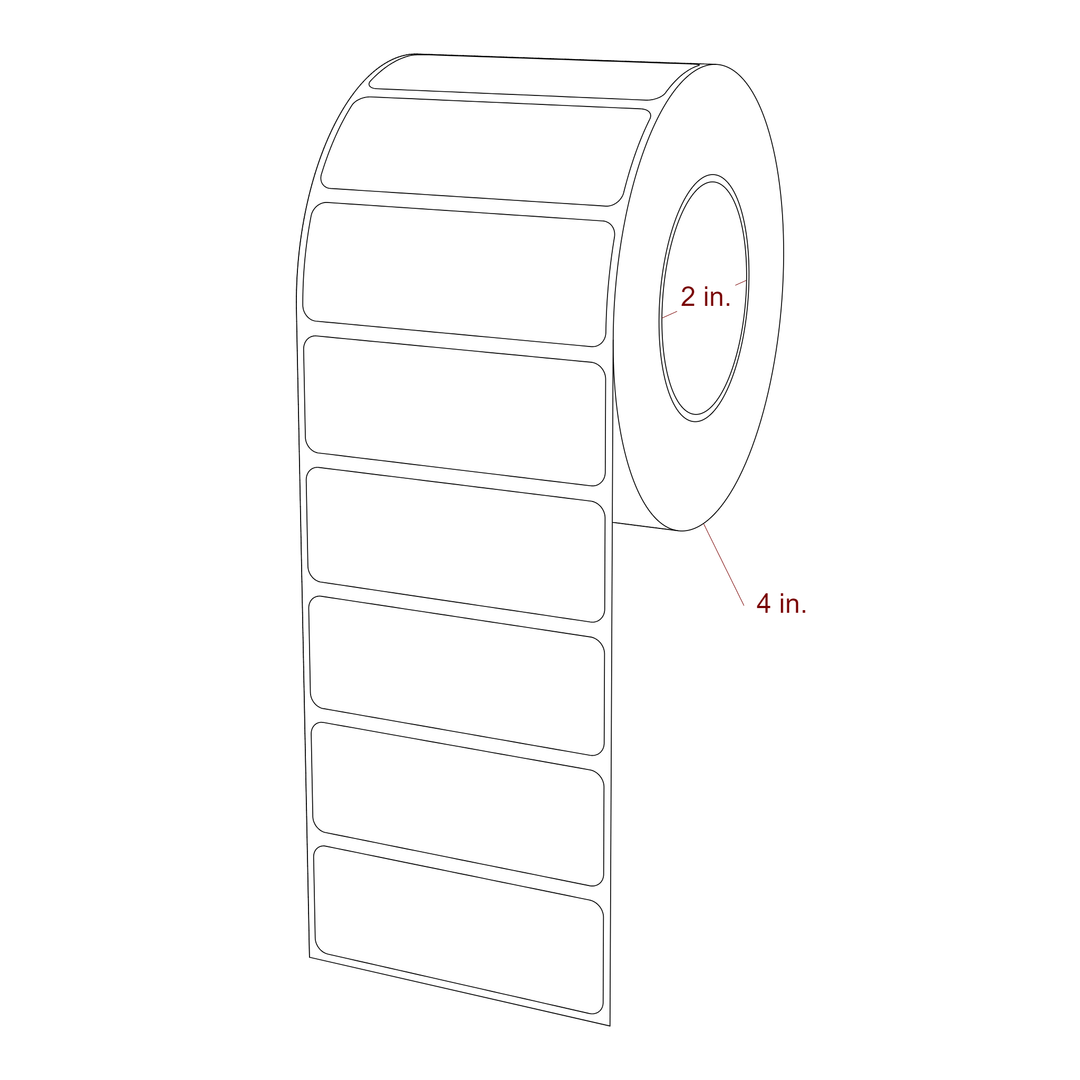 2.75 Inch x 1 Inch Rectangle Inkjet Label Roll - 2 Inch Core - 4 Inch Roll OD - 3D Perspective