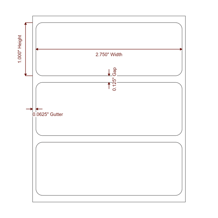 2.75" x 1" Rectangle Roll for Epson ColorWorks, VIPColor & Primera Printers; 2.75" x 1" Rectangle Label Diagram