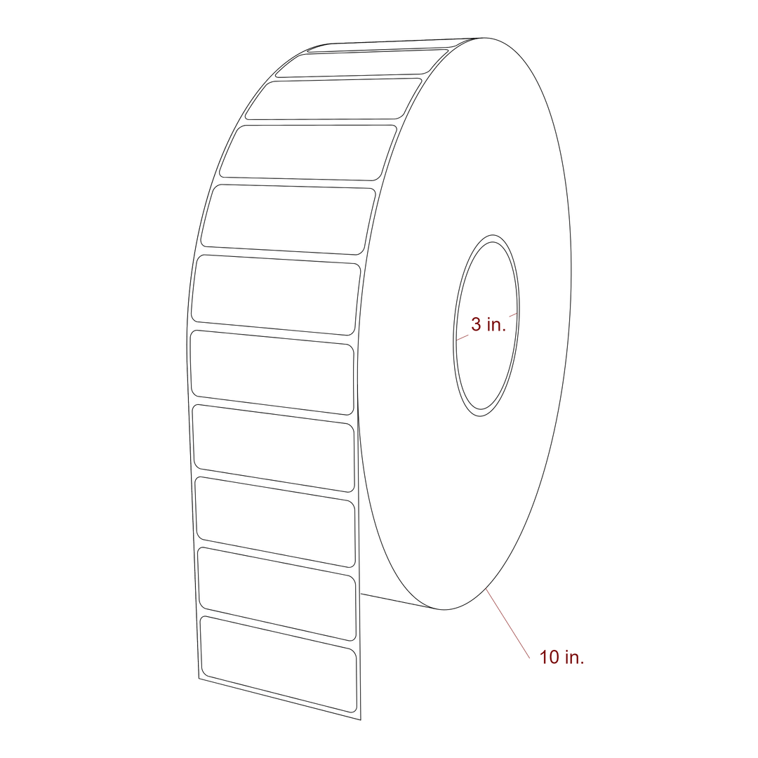2.75 Inch x 1 Inch Rectangle Inkjet Label Roll - 3 Inch Core - 10 Inch Roll OD - 3D Perspective