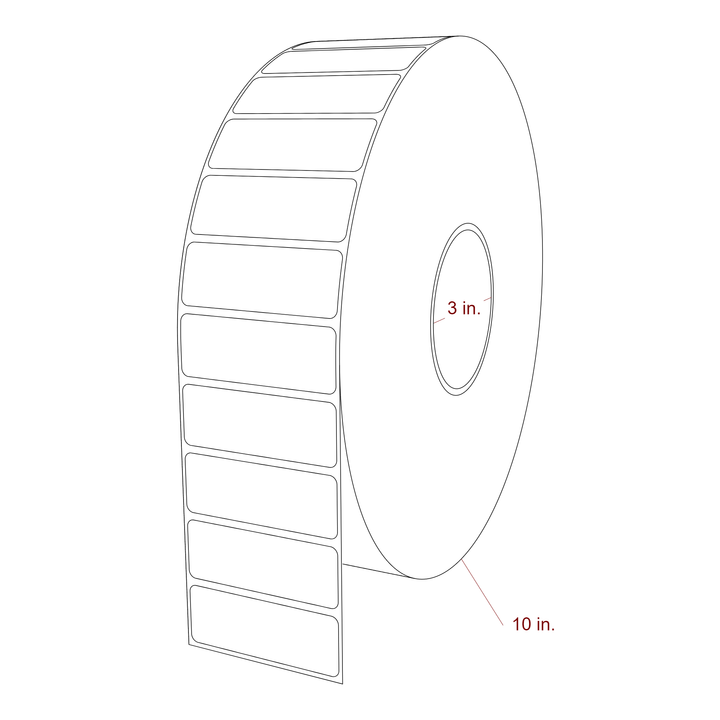 2.75 Inch x 1 Inch Rectangle Inkjet Label Roll - 3 Inch Core - 10 Inch Roll OD - 3D Perspective