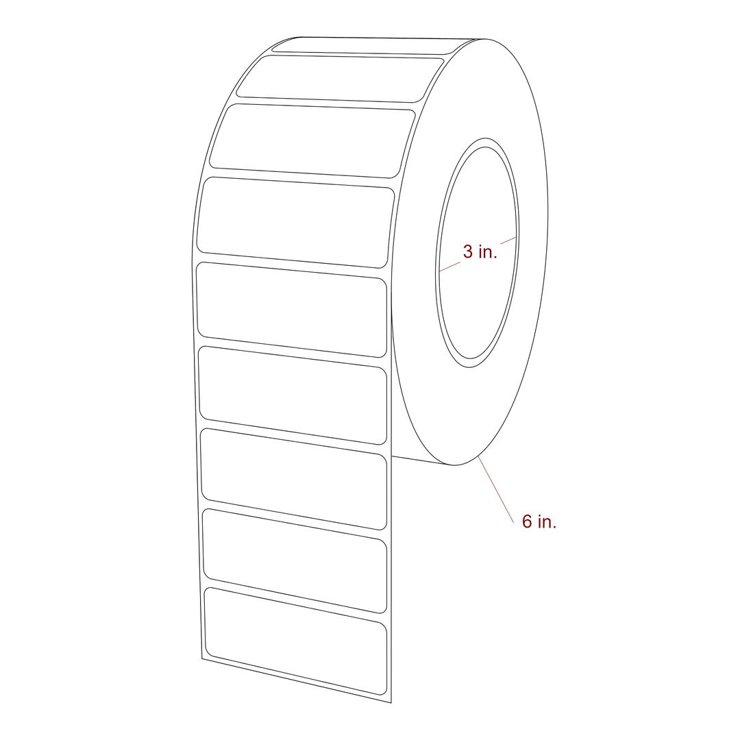 2.75 Inch x 1 Inch Rectangle Inkjet Label Roll - 3 Inch Core - 6 Inch Roll OD - 3D Perspective