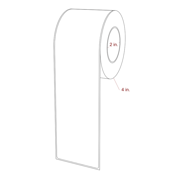 2.75 Inch x 10 Inch Rectangle Inkjet Label Roll - 2 Inch Core - 4 Inch Roll OD - 3D Perspective