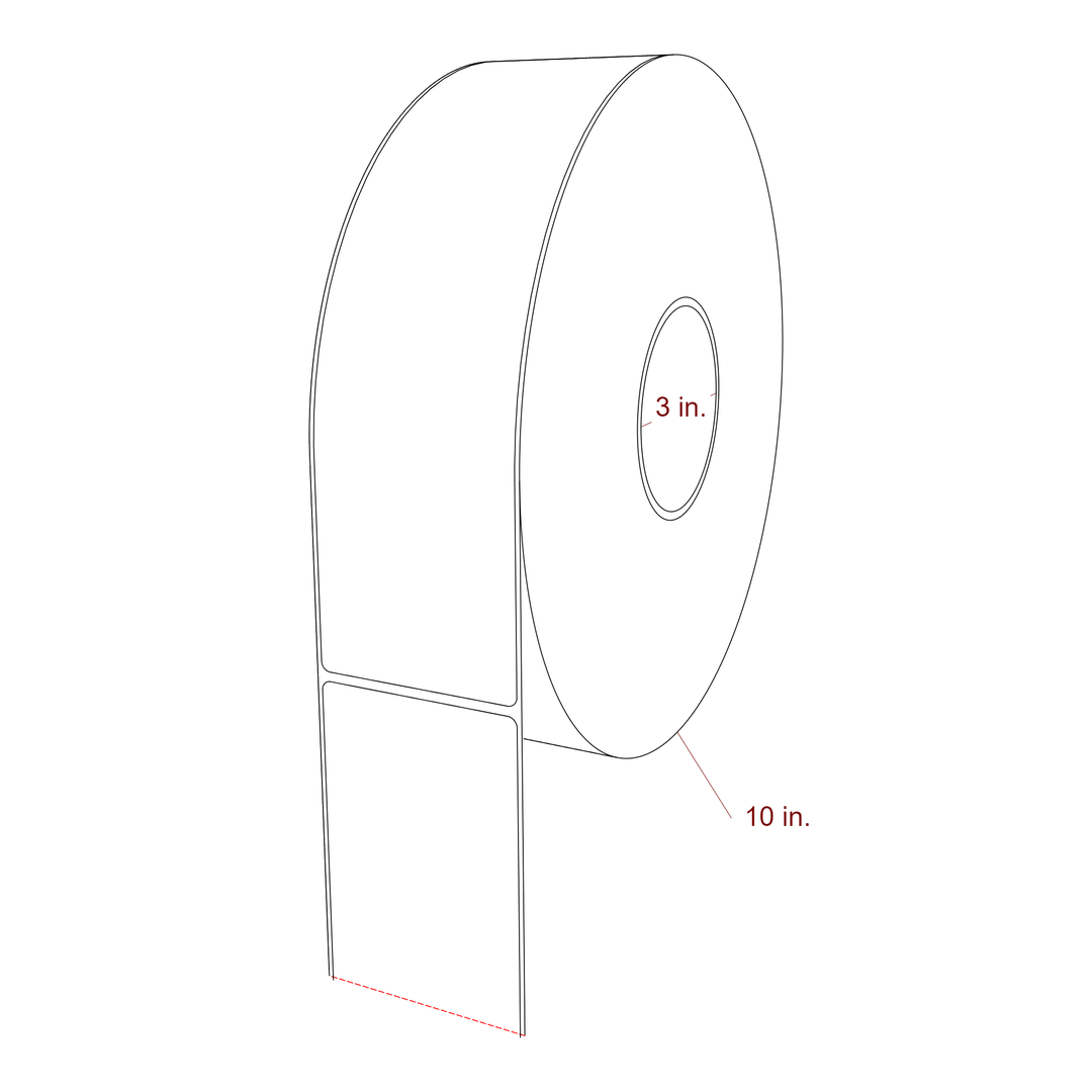 2.75 Inch x 10 Inch Rectangle Inkjet Label Roll - 3 Inch Core - 10 Inch Roll OD - 3D Perspective