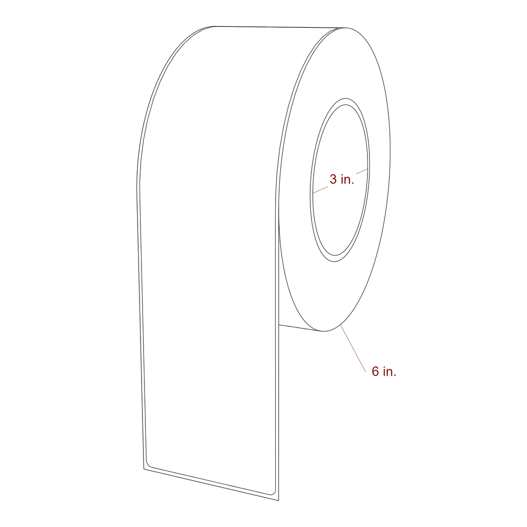 2.75 Inch x 10 Inch Rectangle Inkjet Label Roll - 3 Inch Core - 6 Inch Roll OD - 3D Perspective