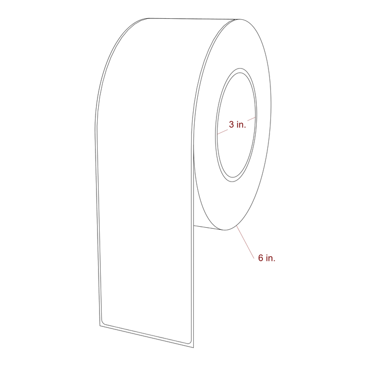 2.75 Inch x 10 Inch Rectangle Inkjet Label Roll - 3 Inch Core - 6 Inch Roll OD - 3D Perspective
