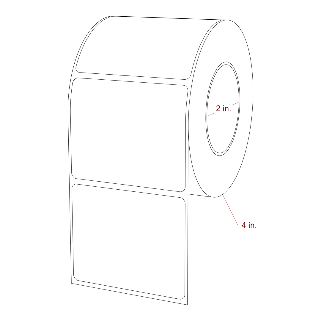 2.75 Inch x 2.25 Inch Rectangle Inkjet Label Roll - 2 Inch Core - 4 Inch Roll OD - 3D Perspective