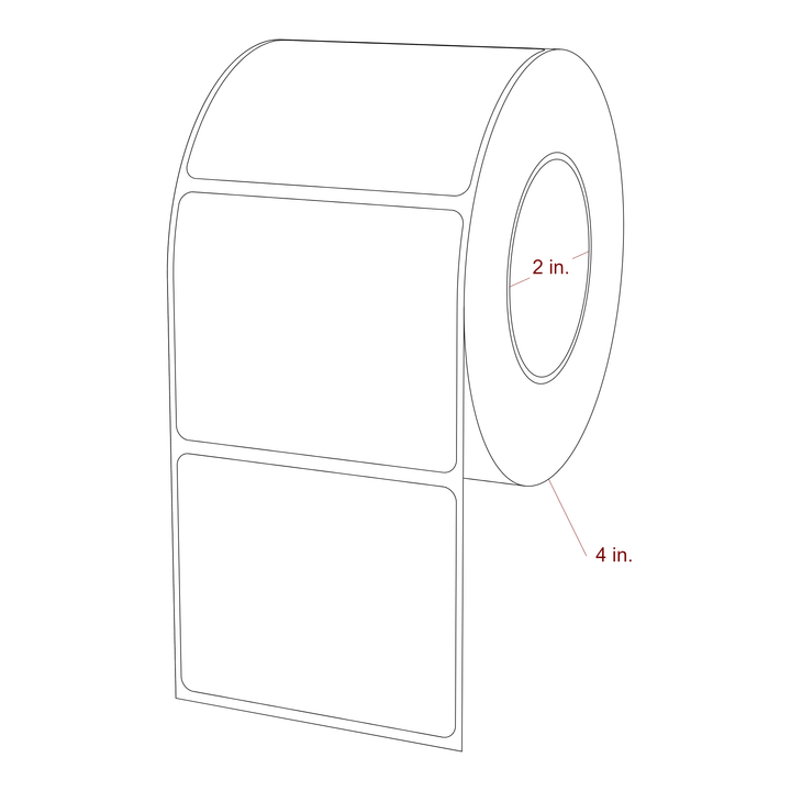 2.75 Inch x 2.25 Inch Rectangle Inkjet Label Roll - 2 Inch Core - 4 Inch Roll OD - 3D Perspective