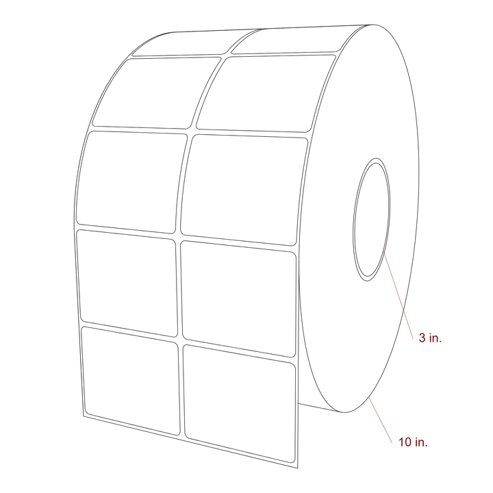 2.75 Inch x 2.25 Inch Rectangle Inkjet Label Roll - 3 Inch Core - 10 Inch Roll OD - 2Up - 3D Perspective