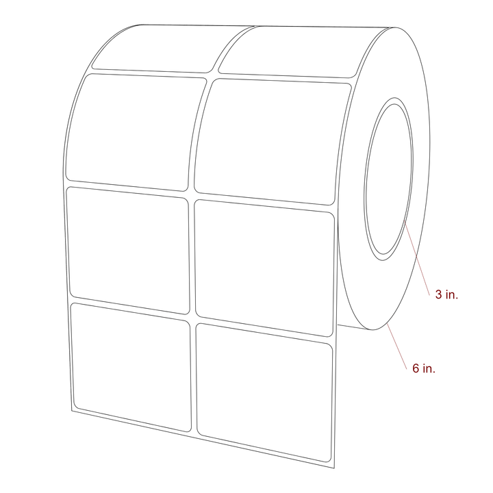 2.75 Inch x 2.25 Inch Rectangle Inkjet Label Roll - 3 Inch Core - 6 Inch Roll OD - 2Up - 3D Perspective