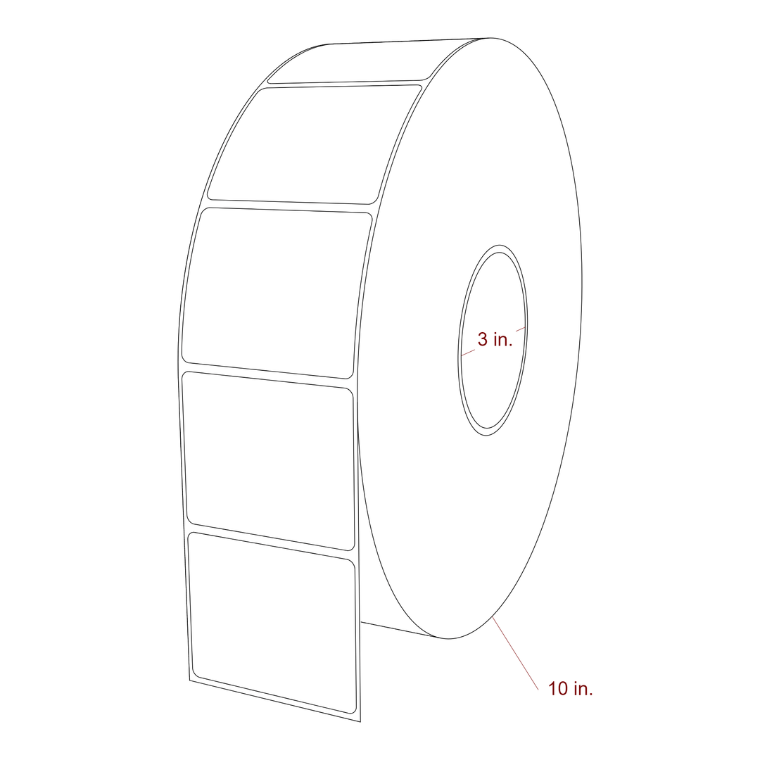 2.75 Inch x 2.25 Inch Rectangle Inkjet Label Roll - 3 Inch Core - 10 Inch Roll OD - 3D Perspective