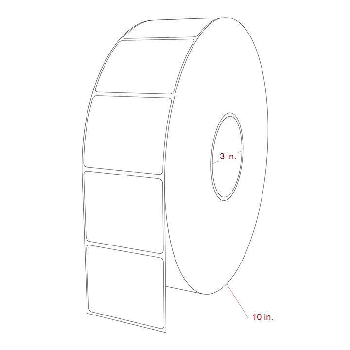 2.75 Inch x 2.25 Inch Rectangle Inkjet Label Roll - 3 Inch Core - 10 Inch Roll OD - 3D Perspective