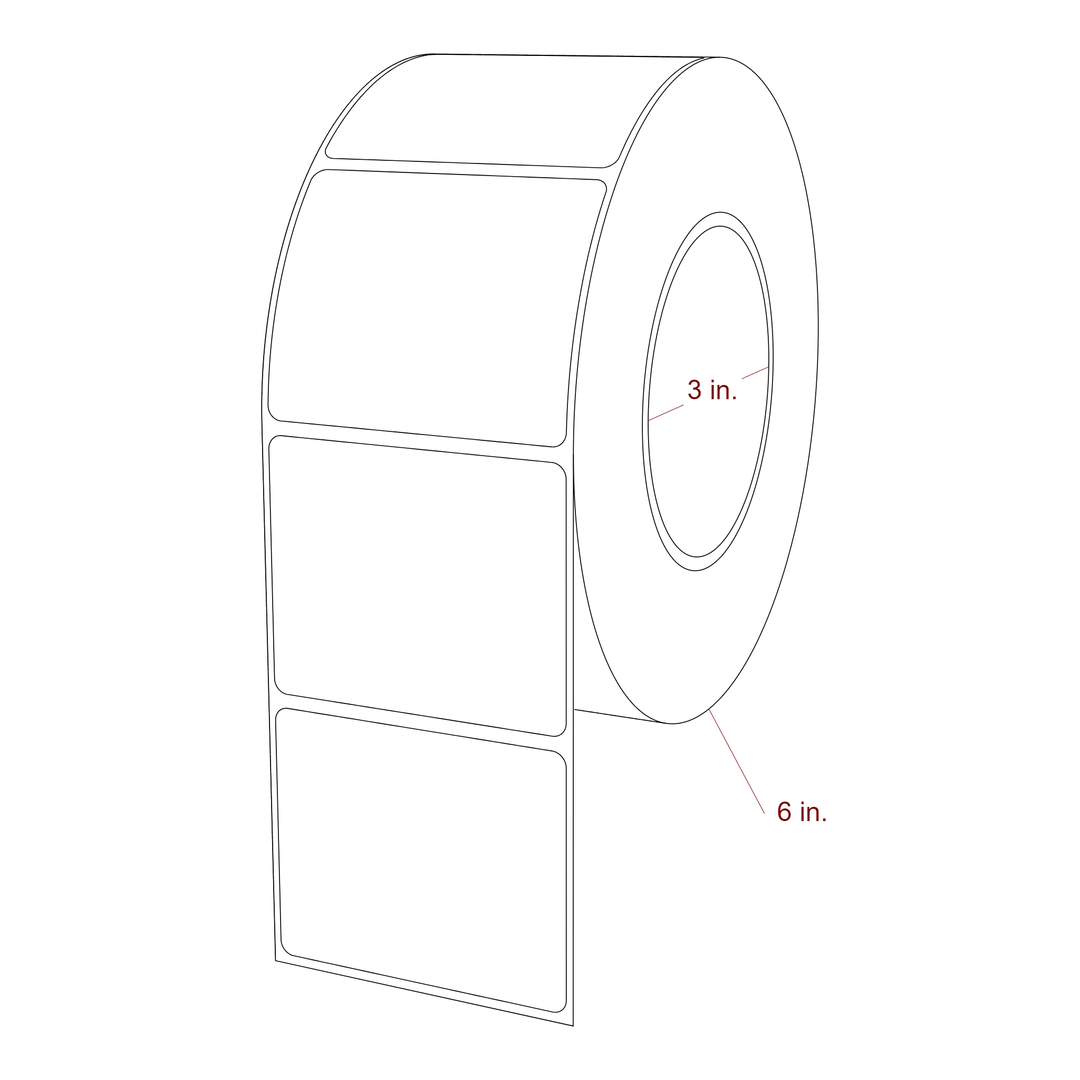 2.75 Inch x 2.25 Inch Rectangle Inkjet Label Roll - 3 Inch Core - 6 Inch Roll OD - 3D Perspective