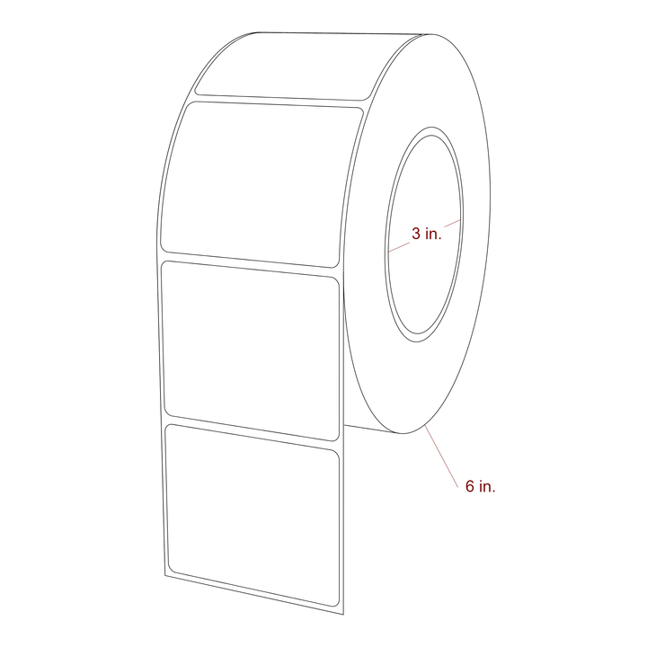 2.75 Inch x 2.25 Inch Rectangle Inkjet Label Roll - 3 Inch Core - 6 Inch Roll OD - 3D Perspective
