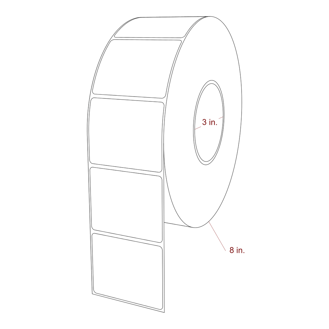 2.75 Inch x 2.25 Inch Rectangle Inkjet Label Roll - 3 Inch Core - 8 Inch Roll OD - 3D Perspective