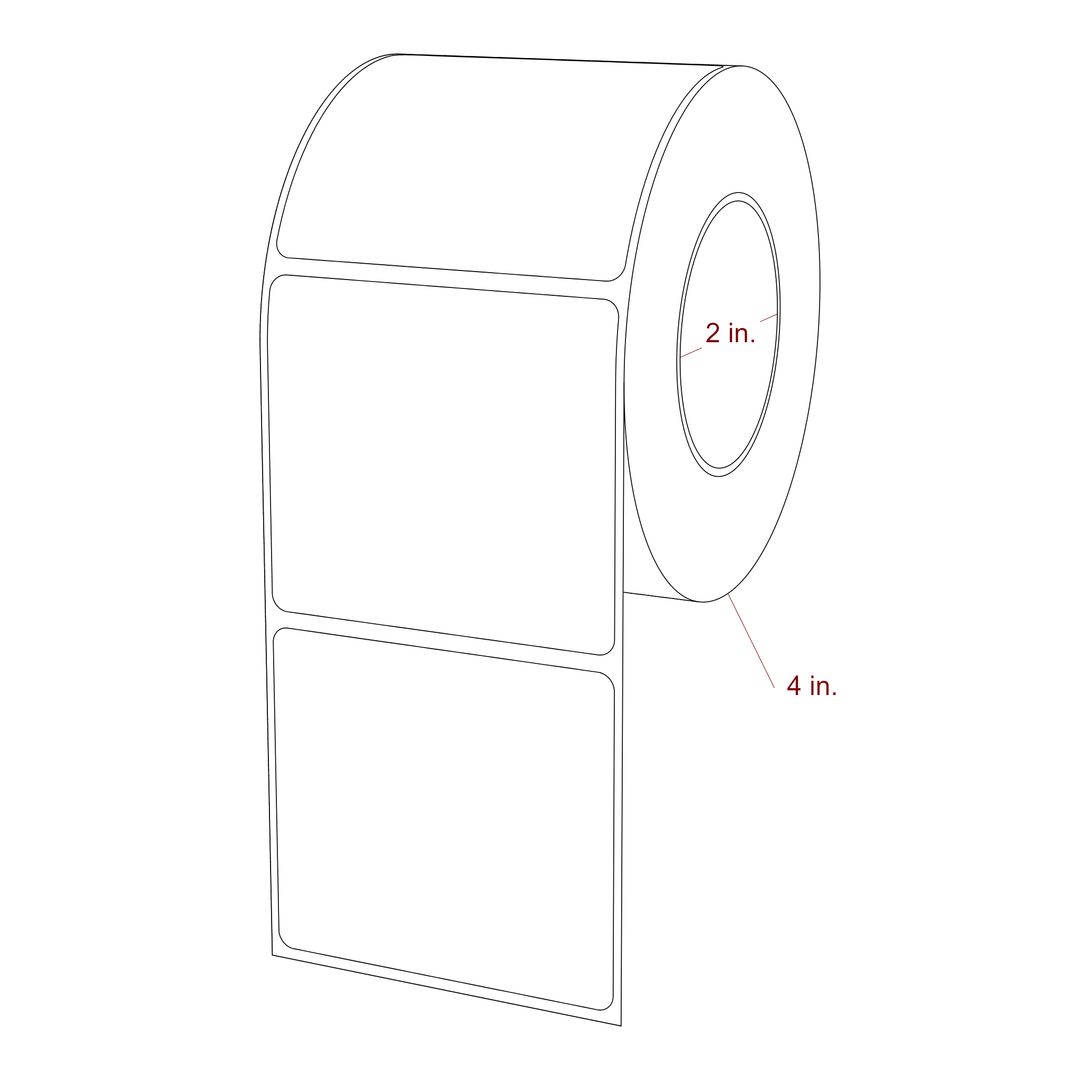 2.75 Inch x 2.5 Inch Rectangle Inkjet Label Roll - 2 Inch Core - 4 Inch Roll OD - 3D Perspective
