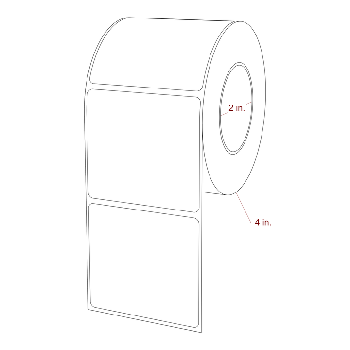 2.75 Inch x 2.5 Inch Rectangle Inkjet Label Roll - 2 Inch Core - 4 Inch Roll OD - 3D Perspective