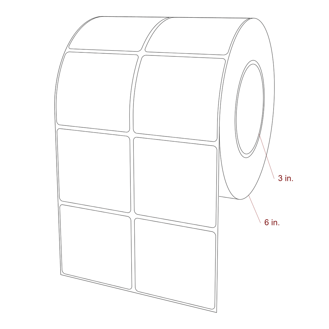 2.75 Inch x 2.5 Inch Rectangle Inkjet Label Roll - 3 Inch Core - 6 Inch Roll OD - 2Up - 3D Perspective