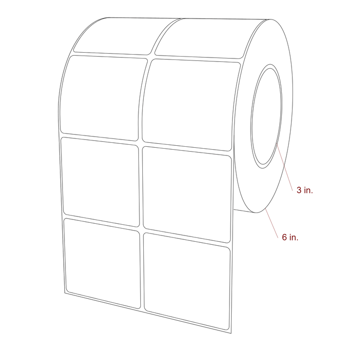 2.75 Inch x 2.5 Inch Rectangle Inkjet Label Roll - 3 Inch Core - 6 Inch Roll OD - 2Up - 3D Perspective