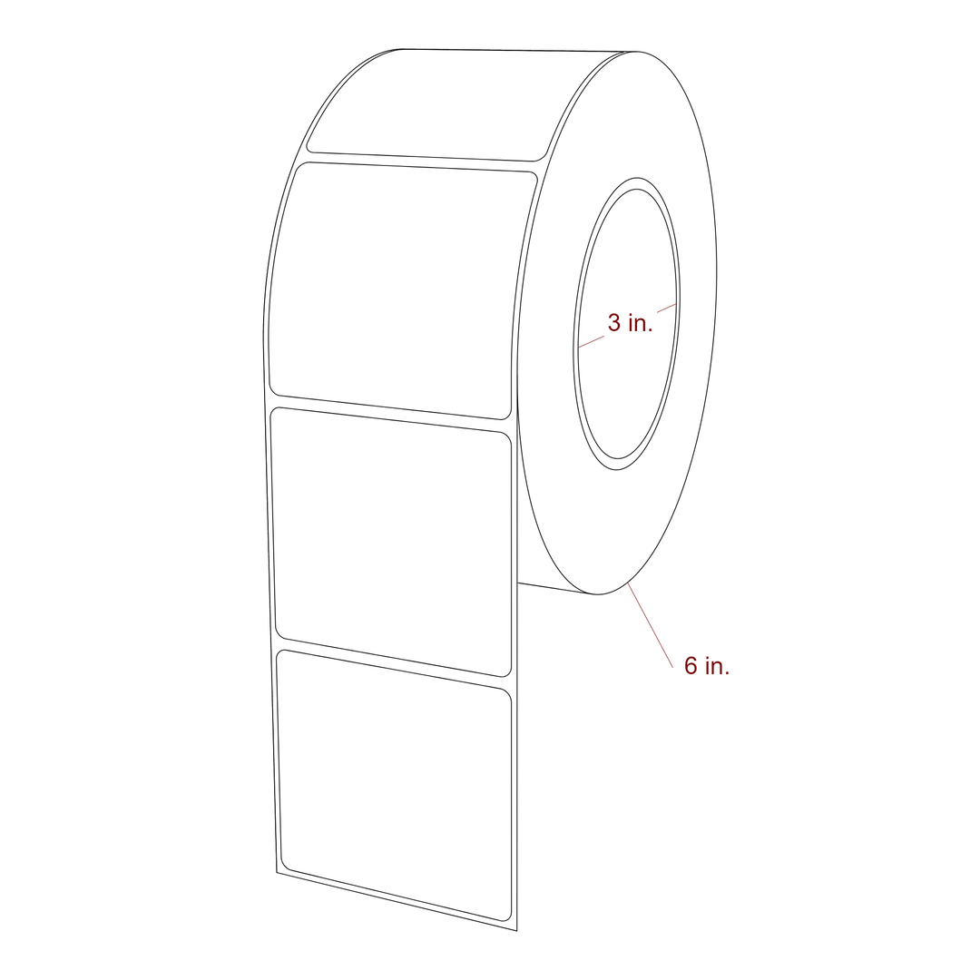 2.75 Inch x 2.5 Inch Rectangle Inkjet Label Roll - 3 Inch Core - 6 Inch Roll OD - 3D Perspective