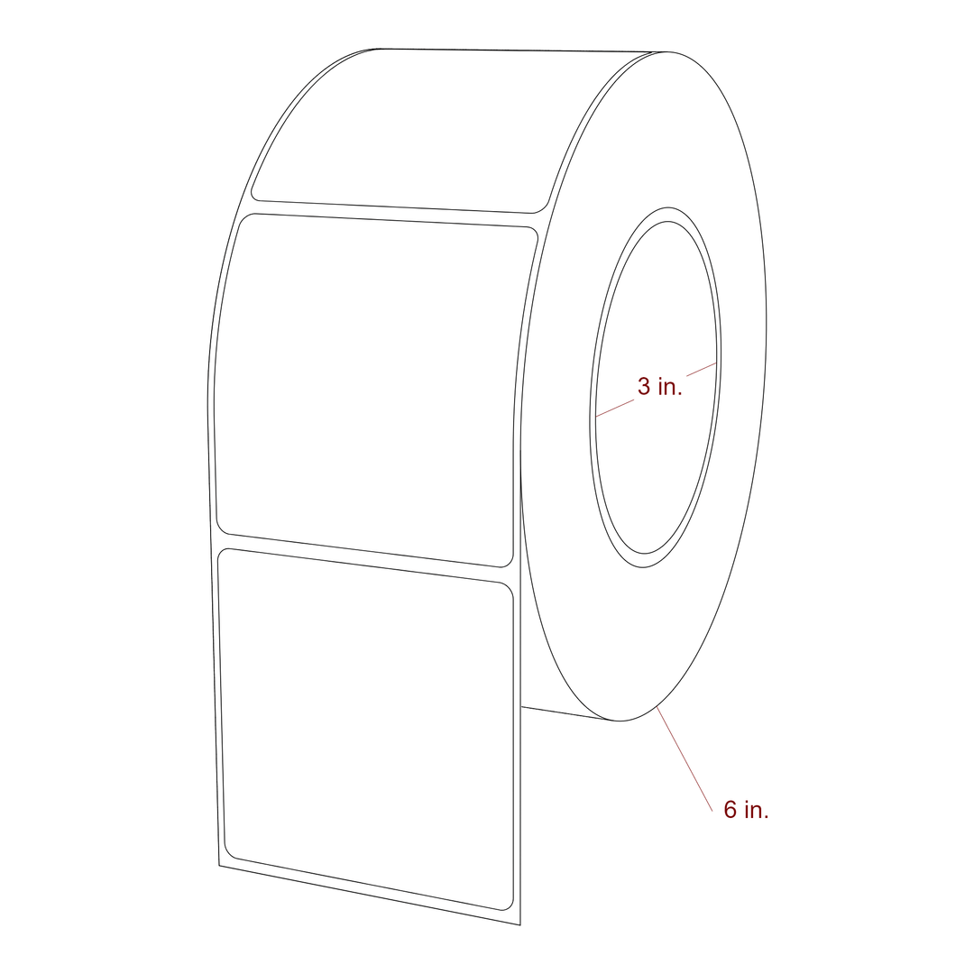 2.75 Inch x 2.75 Inch Rectangle Inkjet Label Roll - 3 Inch Core - 6 Inch Roll OD - 3D Perspective