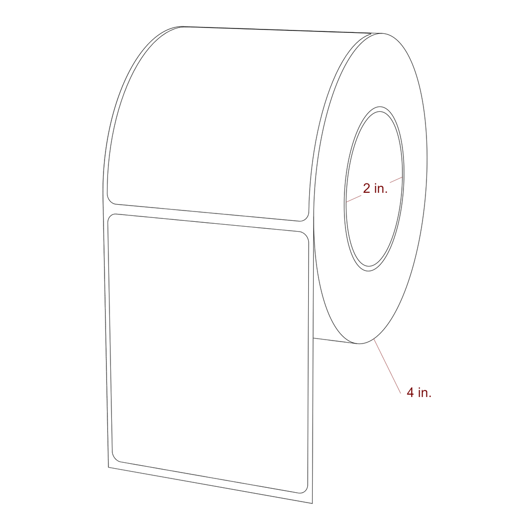 2.75 Inch x 3.25 Inch Rectangle Inkjet Label Roll - 2 Inch Core - 4 Inch Roll OD - 3D Perspective