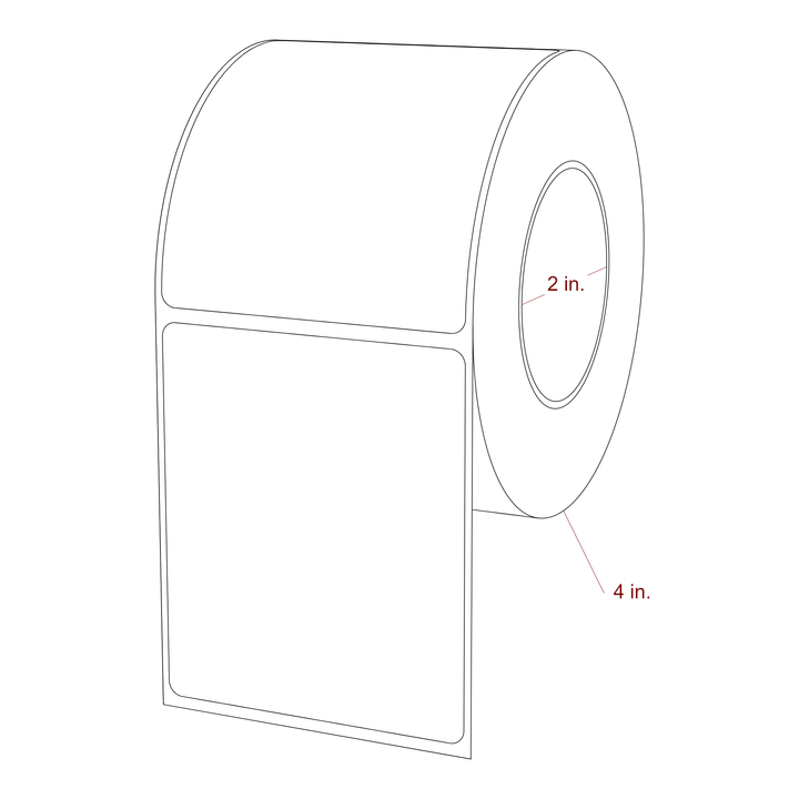 2.75 Inch x 3.25 Inch Rectangle Inkjet Label Roll - 2 Inch Core - 4 Inch Roll OD - 3D Perspective