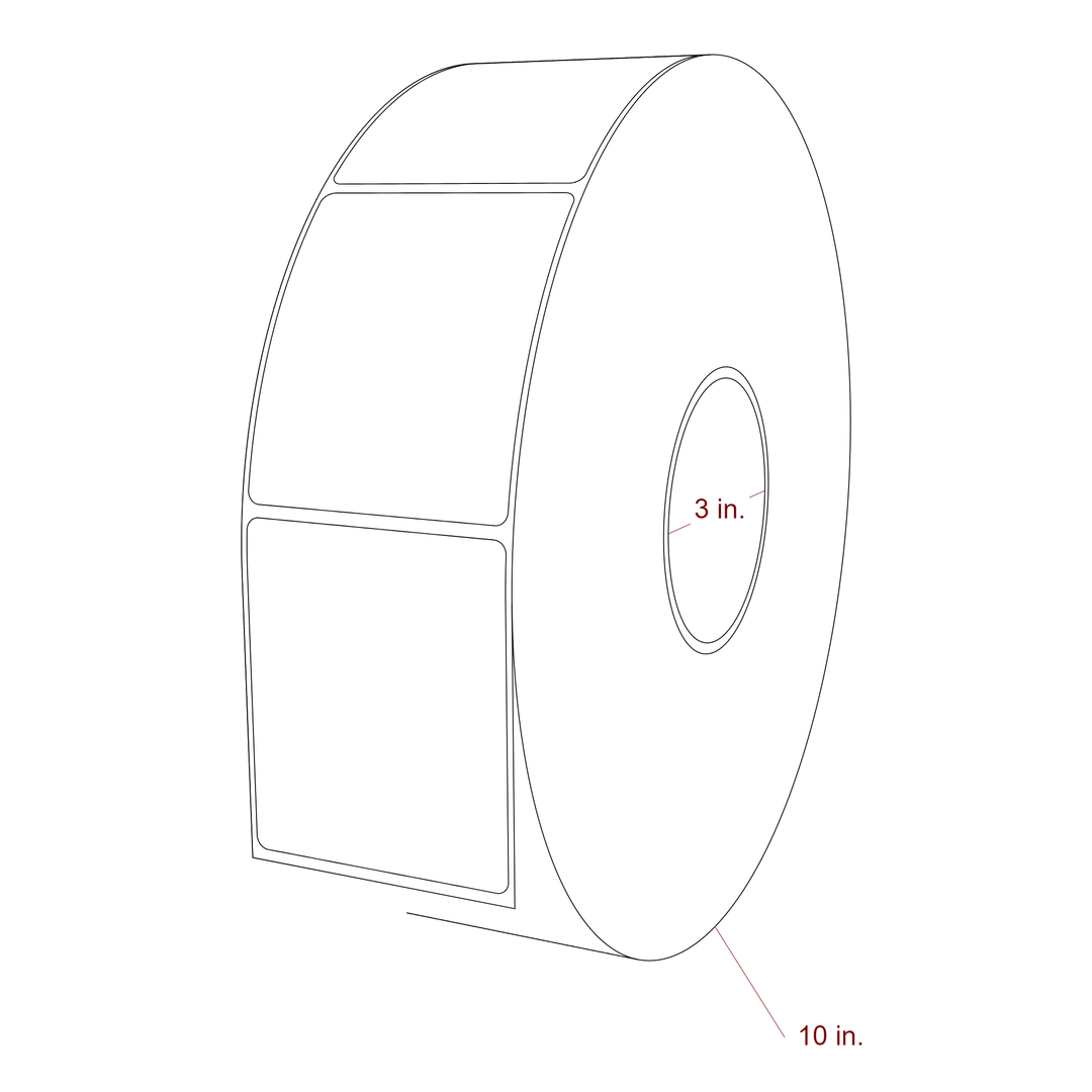 2.75 Inch x 3.25 Inch Rectangle Inkjet Label Roll - 3 Inch Core - 10 Inch Roll OD - 3D Perspective
