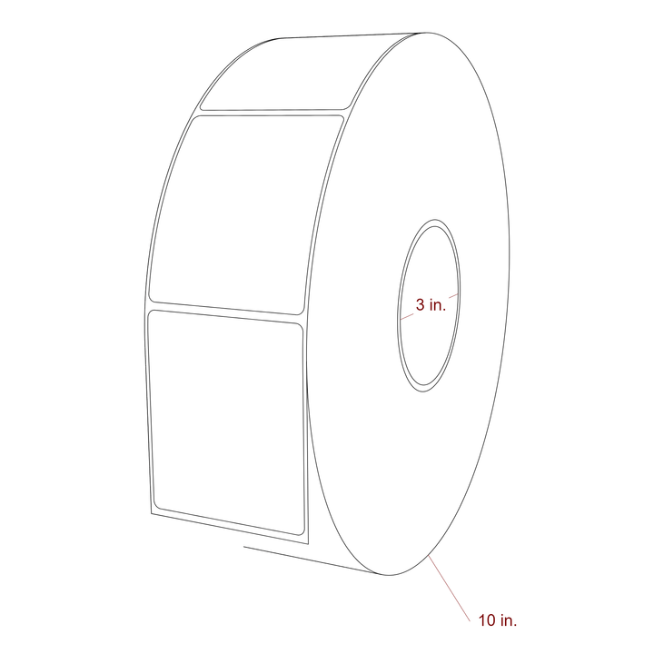 2.75 Inch x 3.25 Inch Rectangle Inkjet Label Roll - 3 Inch Core - 10 Inch Roll OD - 3D Perspective