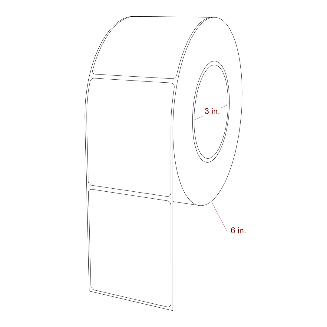 2.75 Inch x 3.25 Inch Rectangle Inkjet Label Roll - 3 Inch Core - 6 Inch Roll OD - 3D Perspective