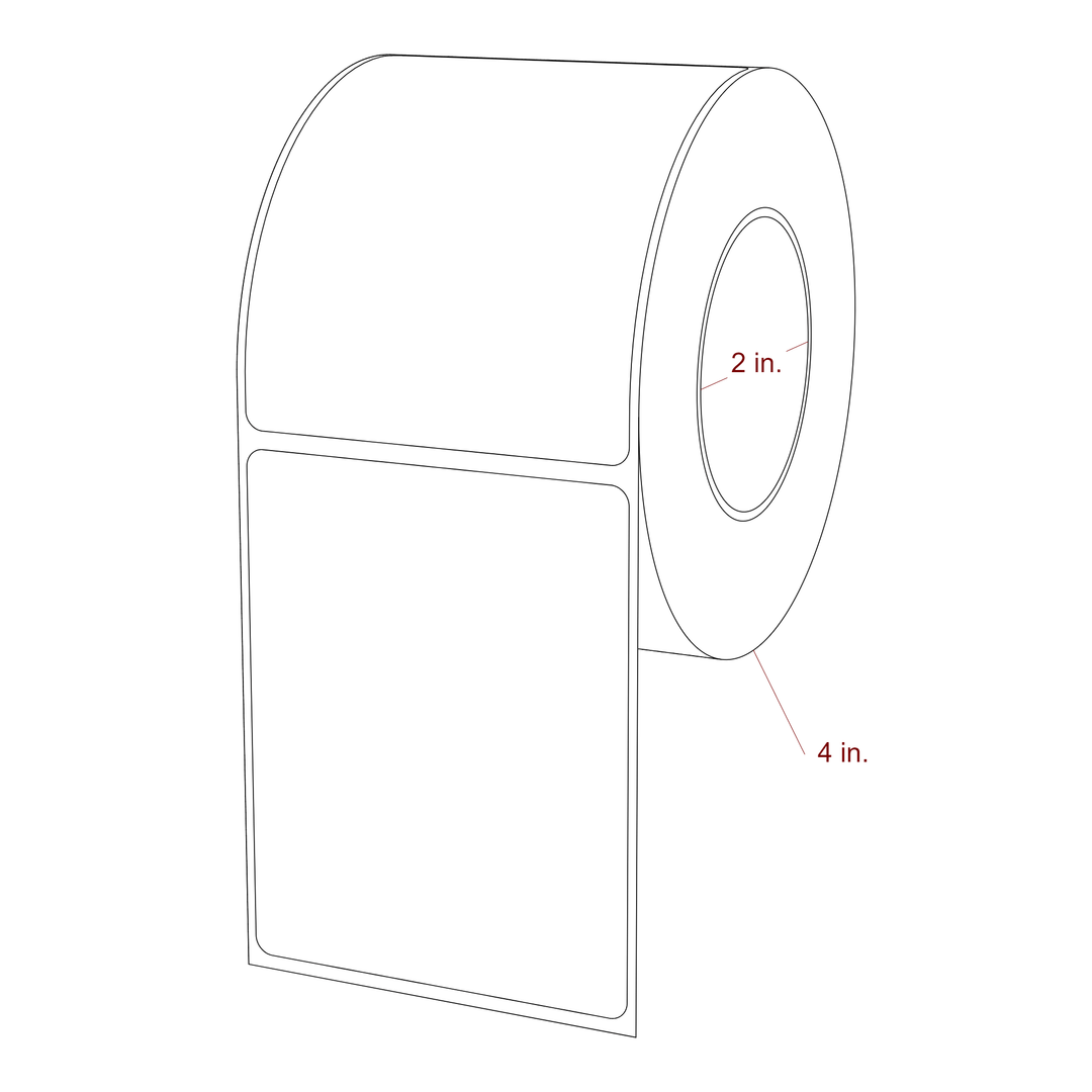 2.75 Inch x 3.5 Inch Rectangle Inkjet Label Roll - 2 Inch Core - 4 Inch Roll OD - 3D Perspective