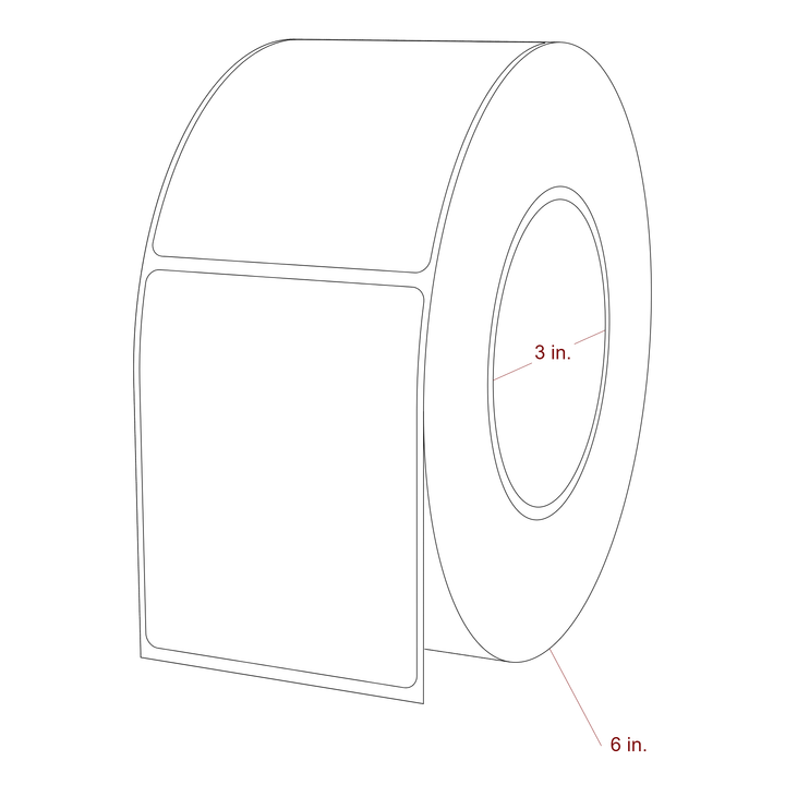 2.75 Inch x 3.5 Inch Rectangle Inkjet Label Roll - 3 Inch Core - 6 Inch Roll OD - 3D Perspective