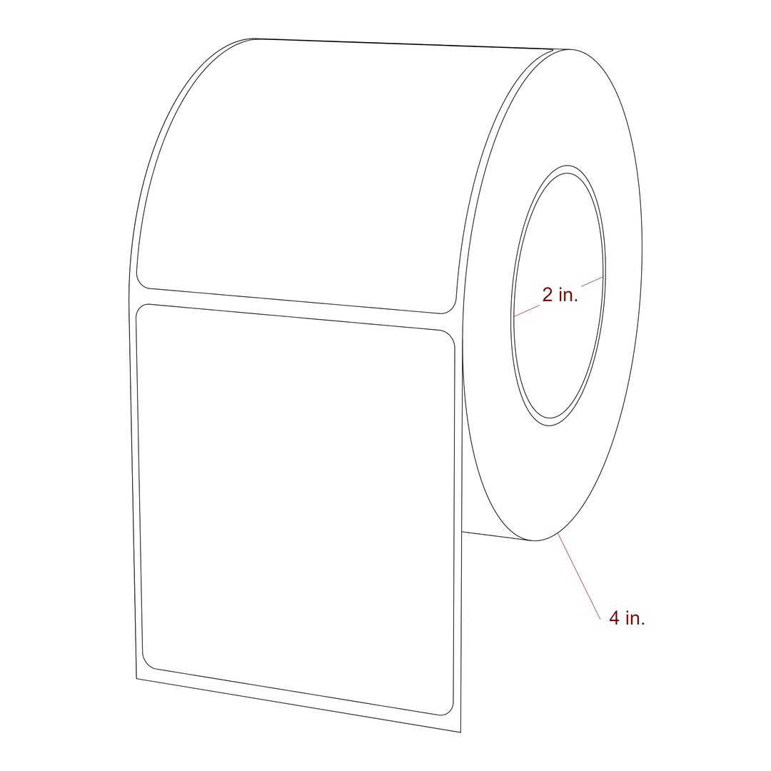 2.75 Inch x 3 Inch Rectangle Inkjet Label Roll - 2 Inch Core - 4 Inch Roll OD - 3D Perspective