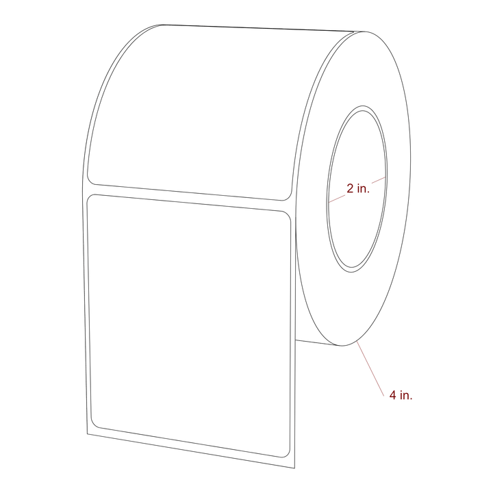 2.75 Inch x 3 Inch Rectangle Inkjet Label Roll - 2 Inch Core - 4 Inch Roll OD - 3D Perspective