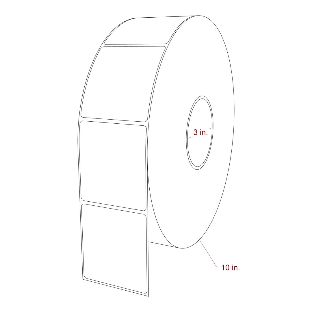 2.75 Inch x 3 Inch Rectangle Inkjet Label Roll - 3 Inch Core - 10 Inch Roll OD - 3D Perspective