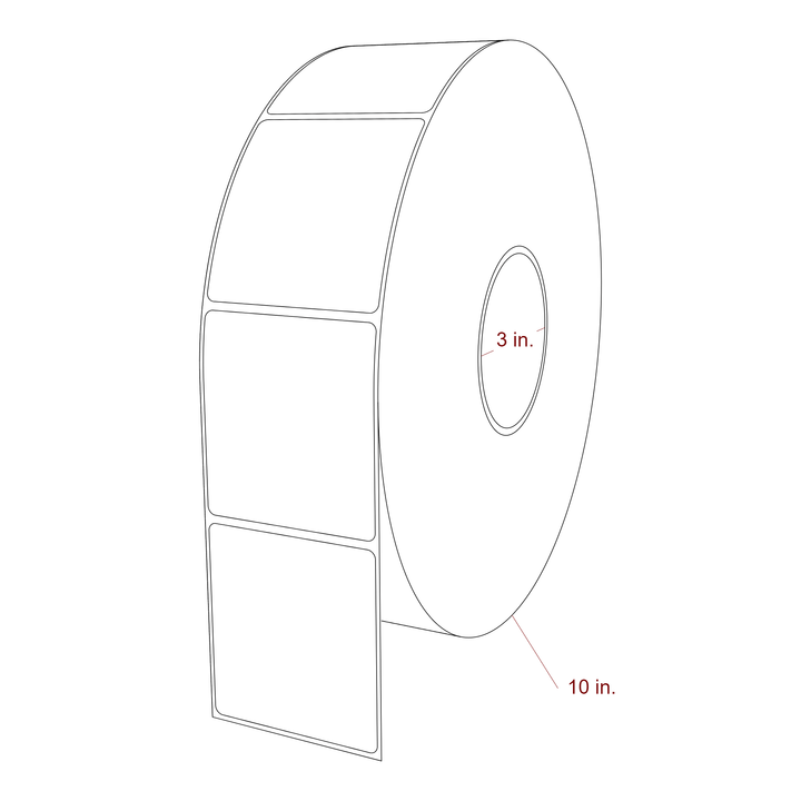 2.75 Inch x 3 Inch Rectangle Inkjet Label Roll - 3 Inch Core - 10 Inch Roll OD - 3D Perspective