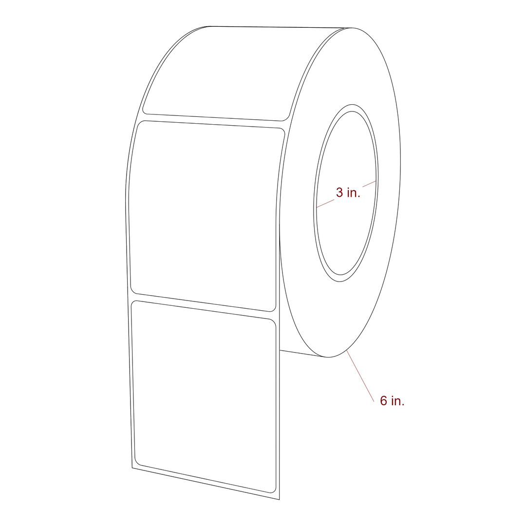 2.75 Inch x 3 Inch Rectangle Inkjet Label Roll - 3 Inch Core - 6 Inch Roll OD - 3D Perspective
