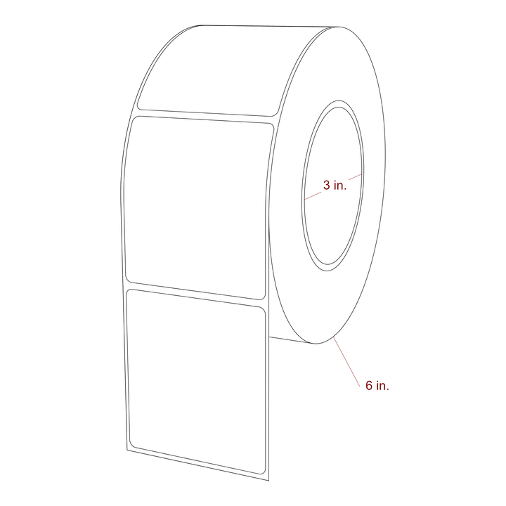 2.75 Inch x 3 Inch Rectangle Inkjet Label Roll - 3 Inch Core - 6 Inch Roll OD - 3D Perspective