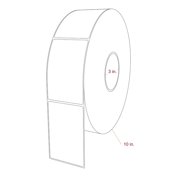 2.75 Inch x 4.25 Inch Rectangle Inkjet Label Roll - 3 Inch Core - 10 Inch Roll OD - 3D Perspective