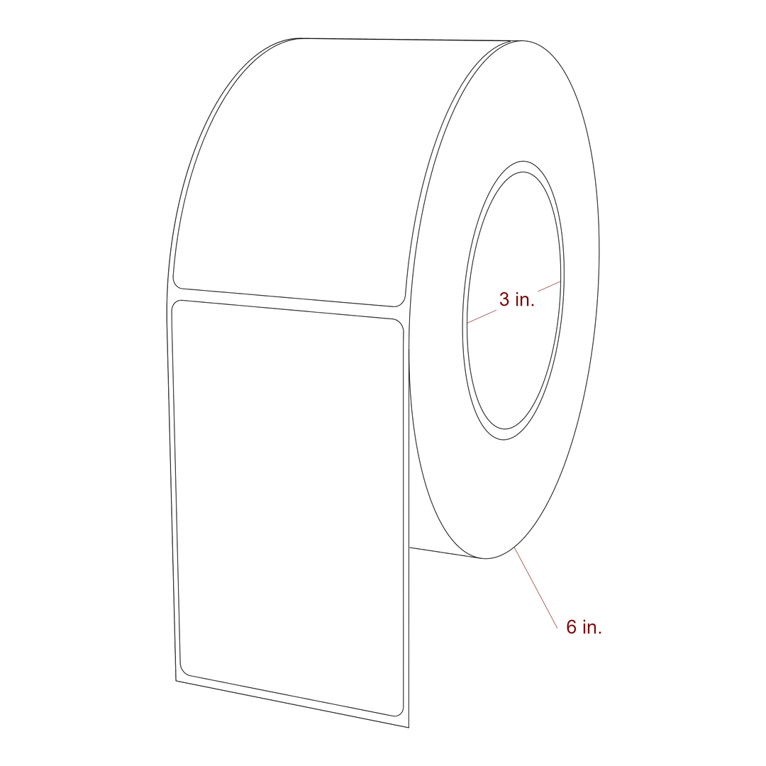 2.75 Inch x 4.25 Inch Rectangle Inkjet Label Roll - 3 Inch Core - 6 Inch Roll OD - 3D Perspective